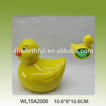 Cute ceramic animal sponge holder with yellow duck design